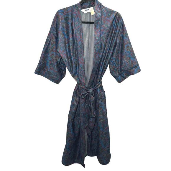 Vintage Hemingway Point Blue Paisley Unisex Robe One Size Fits Chest Sz 36-46 - Picture 1 of 3